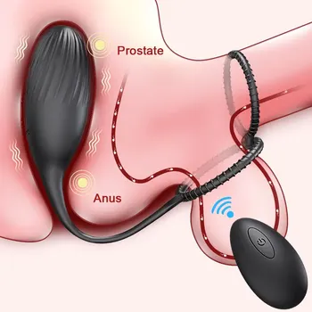 Prostat masaj aleti İle Cockring Titreşimli Butt Plug Anal APP Vibratör Kablosuz Uzaktan Seks Oyuncakları Erkekler için Göt Anal Yapay Penis Kadınlar için