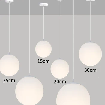 ZK40 akrilik sütlü beyaz top avize Modern tavan asılı tel lamba iç dekorasyon ışıklandırma tek kafa lambası E27