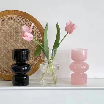 Avrupa Vintage Cam Vazo Kişilik Yaratıcı Oturma Odası Ofis Su Çiçek Düzenleme Konteyner Süsler