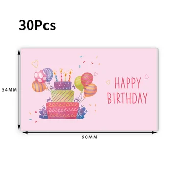 30 Adet Mutlu Doğum Günü kartı Pembe Doğum Günü etiketleri tebrik kartları doğum günü hediyesi dekorasyon parti Mesaj kartı 9x5. 4 cm nimet kartı