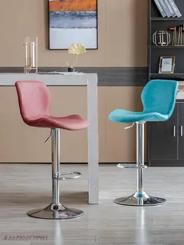Modern minimalist bar sandalyesi kaldırma döner yüksek sandalye arkalığı ev yüksek bar taburesi ön büro bar sandalyesi ışık lüks