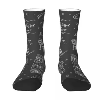 Paris Desen Siyah ve beyaz çoraplar Çorap baskı kaymaz futbol çorapları Lüks Kadın Çorap erkek