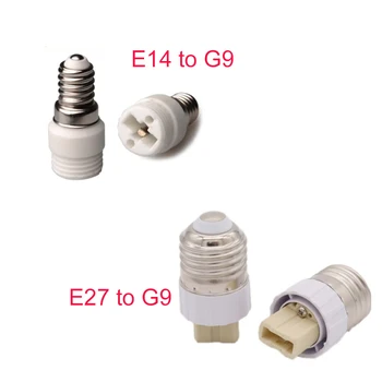 2 adet E14 To G9, E27 to G9 ışık soketi Adaptörü Yanmaz Porselen G9 LED Halojen CFL lamba ampulü Baz Tutucu Dönüştürücü Genişletici