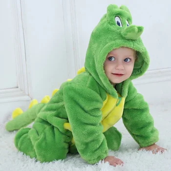 Sıcak Yenidoğan Bebek Dinozor Pazen Sıcak Hayvan Tulum Pijama Takım Kızlar İçin Erkek Çocuk Giysileri Kawaii Tulum