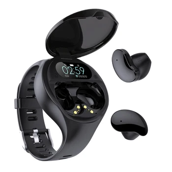 TWS Akıllı Telefon Kulaklık Akıllı Saatler Kulakiçi İle 0.96 inç Renkli Ekran Dijital akıllı saatler Fitness Egzersiz Akıllı Bant