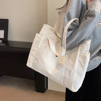 Rahat kadın askılı omuz çantası Çanta Kadife Tote Çanta Büyük Kapasiteli Çok Cep Alışveriş İş Çantası Kullanımlık alışveriş çantası