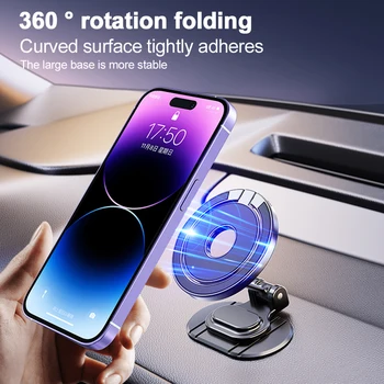 Cep telefonu Standı Katlanabilir Çift manyetik araç telefonu tutucu 360° Rotasyon Araba Dashboard için Evrensel Android IOS Smartphone için