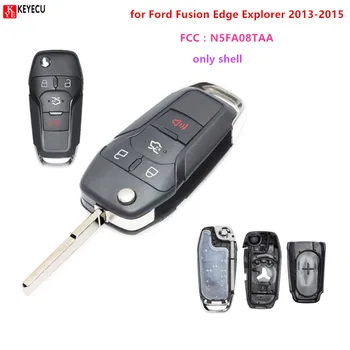 Keyecu Yeni 4 Düğme Çevirme Anahtar Anahtarsız Uzaktan ford kılıfı Fusion Kenar Explorer 2013-2015 FCC: N5F-A08TAA Gövde düğmesi ile