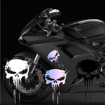 Kafatası Sticker Yansıtıcı Çıkartma Motosiklet Araba Dekorasyon Aksesuarları Su Geçirmez Güneş Koruma Evrensel Toptan