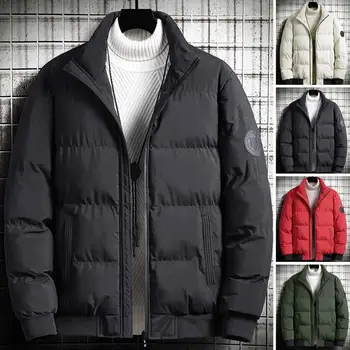 Erkekler Kış Ceket Kalınlaşmak Pamuk Ceket Kış balon ceket Erkekler için Yalıtımlı Tam Zip Ceket Standı Yaka Kalınlaşmak Sıcaklık için