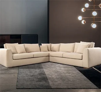 Italyan minimalist kumaş oturma odası köşe kanepe, 5 kişilik kombinasyonu, minimalist modern krem tarzı kanepe