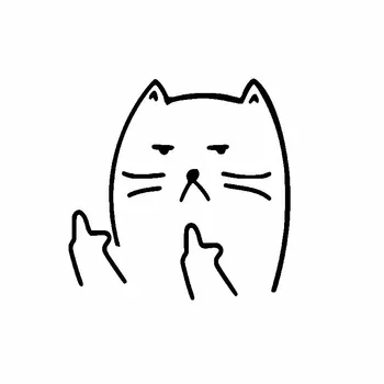Komik Çıkartmalar Sevimli Kedi Orta Parmak Güvenlik Vinil Çıkartması Araba Sticker Oto Dekorasyon Yaratıcı Aksesuarları Siyah/gümüş,13cm*12cm