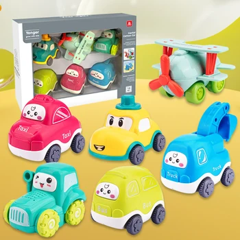 6 adet Push and Go Araba En Iyi Hediye Oyuncak Inşaat Araçları oyuncak seti Erken Eğitim Yürümeye Başlayan Bebek Oyuncak 6 + Yaşındaki Erkek Kız