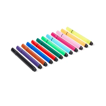 12 Renk işaretleyici kalem Yuvarlak tükenmez kalem Kiti Yıkanabilir Renkli Büyük Kapasiteli Mürekkep Boya İşaretleyiciler Boyama Çizim için