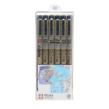 SAKURA PİGMA MİKRON Kalem Seti 6 adet Çizim işaretleme kalemleri Fırça ile Manga XSDK - 6P Japonya