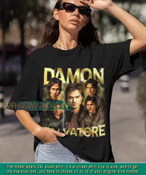 Damon Salvatore Tshirt Grafik Tee Damon Salvatore Gömlek Unisex Damon Salvatore Kazak Film Ian Somerhalder Gömlek Vintage 9