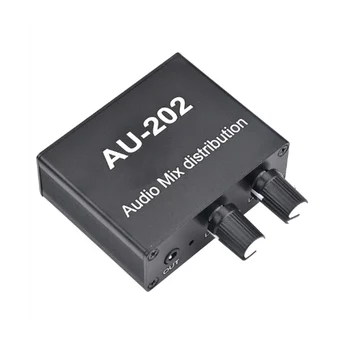 AU - 202 2 Giriş 2 Çıkış Stereo Mikser Ses Dağıtıcı kablosu Kulaklık Harici Güç amplifikatörü Ses Tek Başına Kontrol