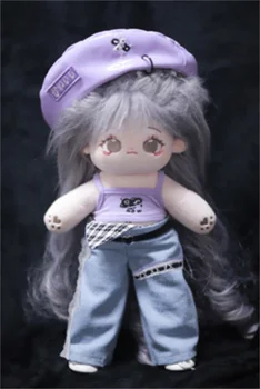 Kpop Yıldız Idol Sıcak Kız Y2K Abby Tarzı Mor Moda Kostüm 20cm 30cm Peluş Bebek Dolması Sadece Giysi Peluş Giyim BİZ