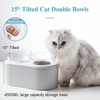 Sıcak Satış Kedi Köpek Yükseltilmiş Besleyici Hava Geçirmez Depolama Pet Ayrılabilir Gıda su kasesi Yükseltilmiş Standı Çift kase