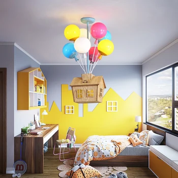 Karikatür kolye ışıkları balon uçan ev asılı lamba çocuk odası yatak odası oturma damat dekor ışıkları Modern LED kolye ışık
