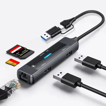 Dizüstü bilgisayar USB Hub USB Splitter Ultra İnce Veri Hızlı Şarj Tipi-C Şarj Bloğu Yüksek Hızlı Veri USB Uzatma Evrensel 5-Port