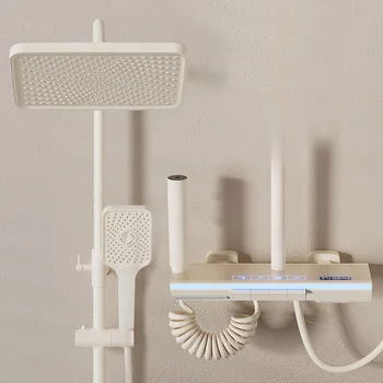 Ortam ışığı duş Seti banyo tüm bakır sabit sıcaklık basınçlı dijital ekran piyano düğmesi duş
