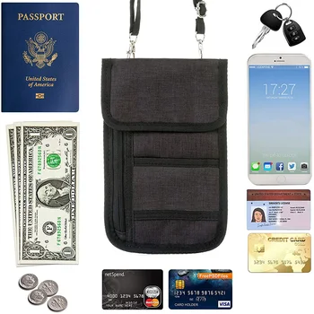 Su geçirmez Seyahat Pasaport Tutucu Çanta Anti-hırsızlık Belge Saklama Torbaları Naylon Taşınabilir RFID KİMLİK Kredi kart düzenleyici Boyun Çantası