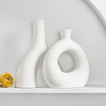 Yaratıcı Seramik Çiçek Vazo İskandinav Saksı Modern Sanat Yaratıcı Vazolar Ev oturma odası masası Ofis Dekor