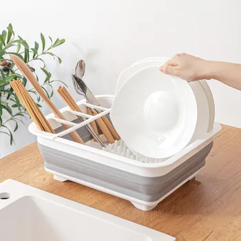 Su Kaçağı Katlanır Drenaj Kase Tepsi Raf Plastik Sofra Kase Çubuklarını saklama kutusu Mutfak Eşyaları Bulaşık Depolama Rafı