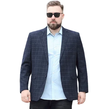 Yeni Varış Moda Suepr Büyük Boy erkek Ekose Takım Elbise Ceket Gevşek Casual Blazers Sonbahar ve Kış Artı Boyutu XL-7XL 8XL 9XL