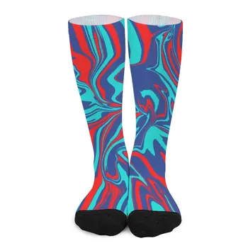 Mavi Kırmızı ve Turkuaz Soyut Eriyik Çorap varis çorabı Kadın varis çorabı Kadın ERKEK MODA