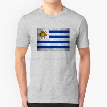 Uruguay Bayrağı-Grunge Doku T Shirt %100 % Pamuk Tee Güney Amerika Uruguay Bayrağı Latin Amerika Uruguaylı Uruguay Ülke Atlantik